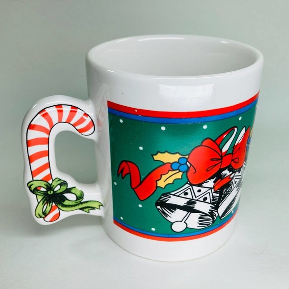 Unbranded Dining Vintage 98s Christmas Mug With Candy Cane Handle